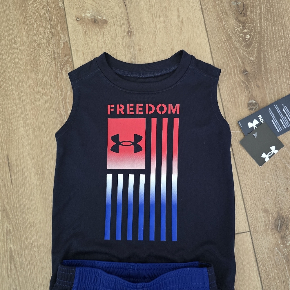 Under Armour Toddler Boys Freedom Flag Tank Top and Shorts Set  Midnight… - Picture 3 of 9